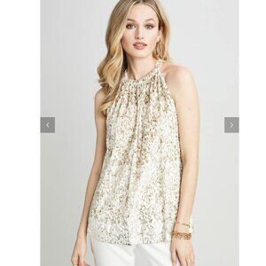 Elie Tahari Burnout Velvet Halter Shirt Size L